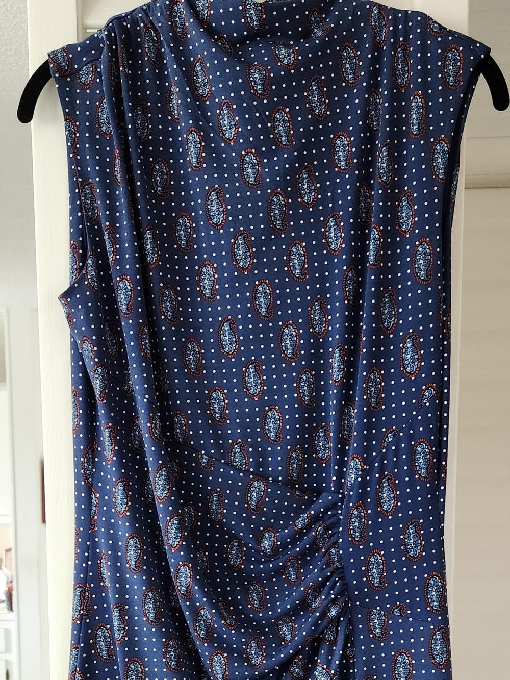 Talbot Light Navy Paisley & Polka Dot Sleeveless Dress